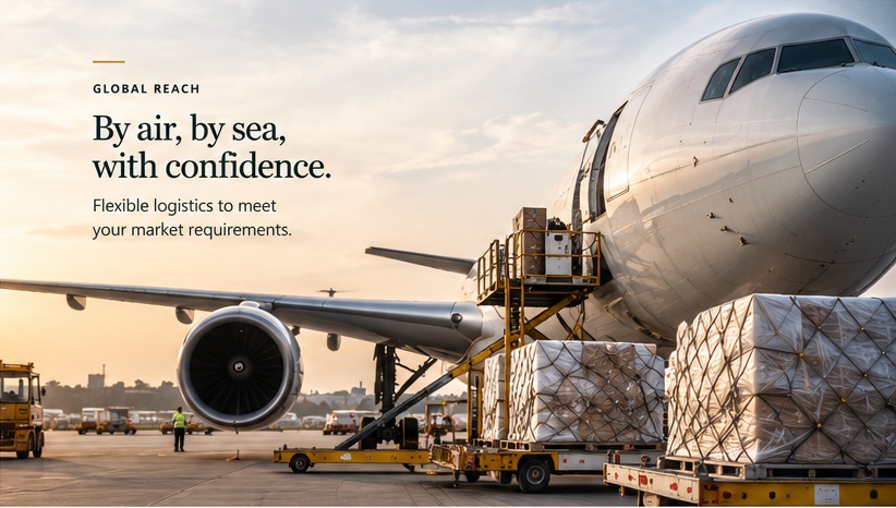 Cargo aircraft being loaded at an airport for international air freight