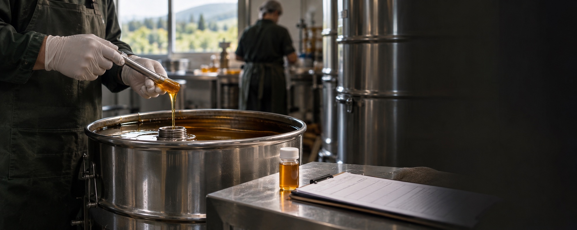 Honey sampling and batch records in a New Zealand processing facility